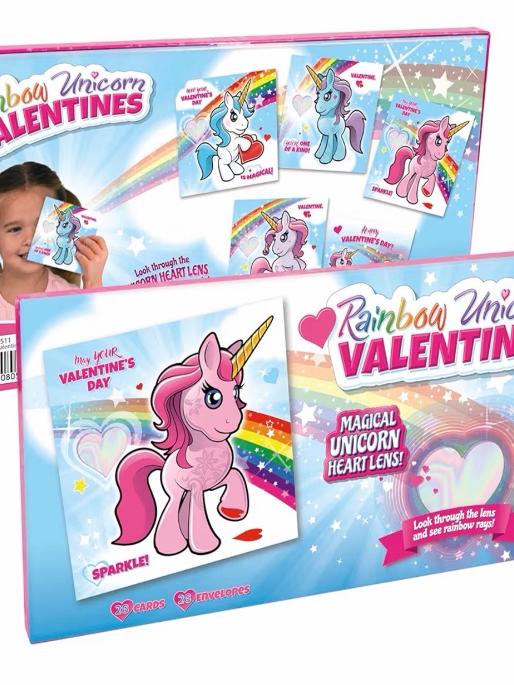 Rainbow Unicorn Valentines Cards Magical Unicorn Heart Lens!